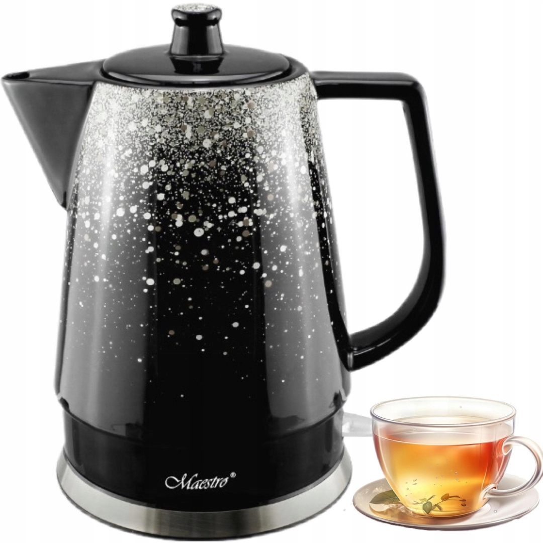 Ceramiczny Czajnik Elektryczny bezprzewodowy 1,5L 1500W Czarny