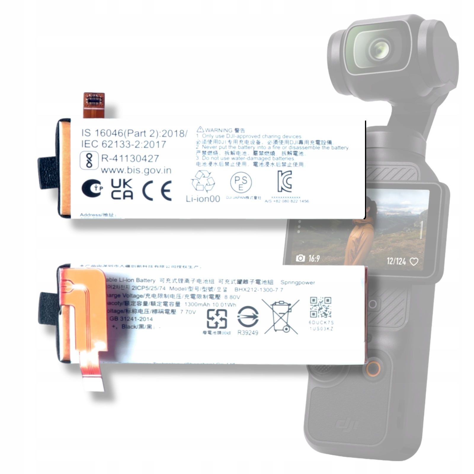 Akumulátor pro kameru Dji Osmo Pocket 3 Pocket 3 1300 mAh BHX212-1300-7.7