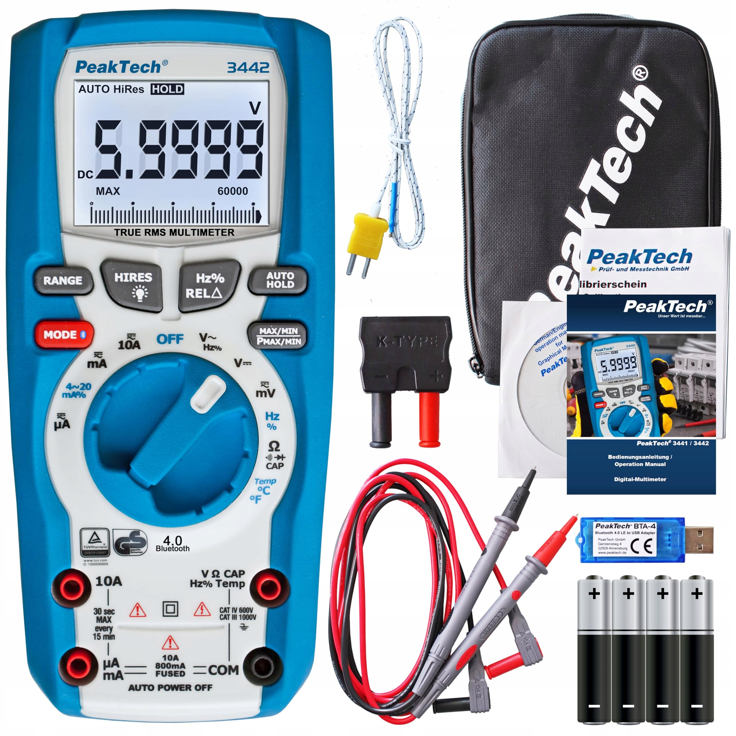 PeakTech P 3442 multimetr True Rms 60000 Counts s Bluetooth 4.0