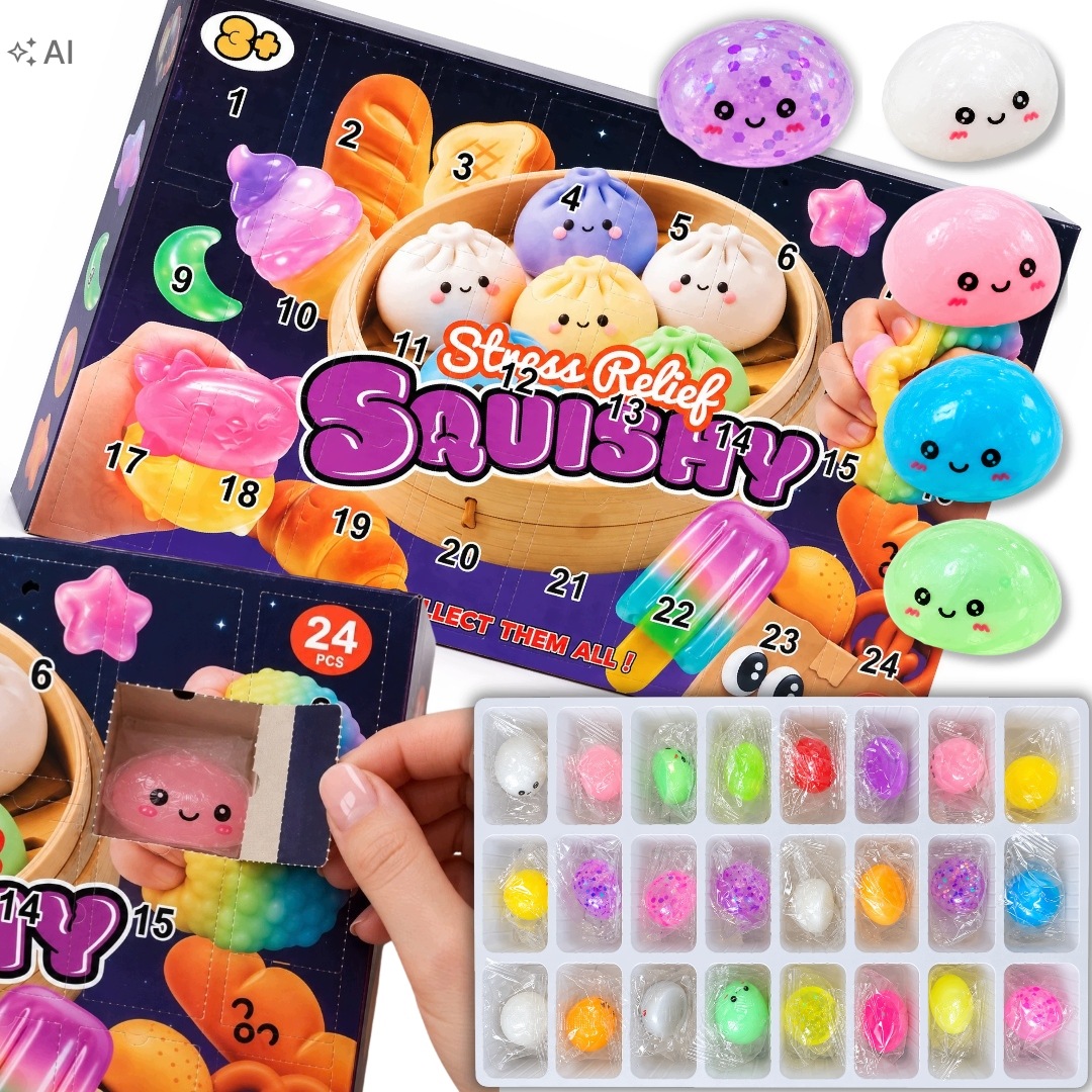 Адвент-календарь Stylizer Squishy, 24 цветные мялки-кубики — фото 2