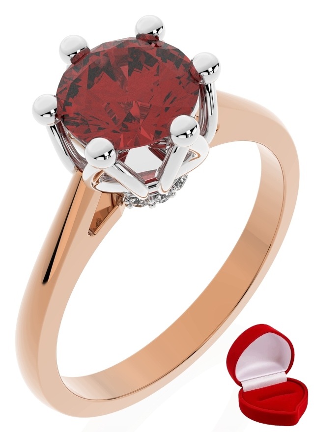 Zlatý Prstýnek 585 14k Rubín 1 ct Růžové Zlato R23
