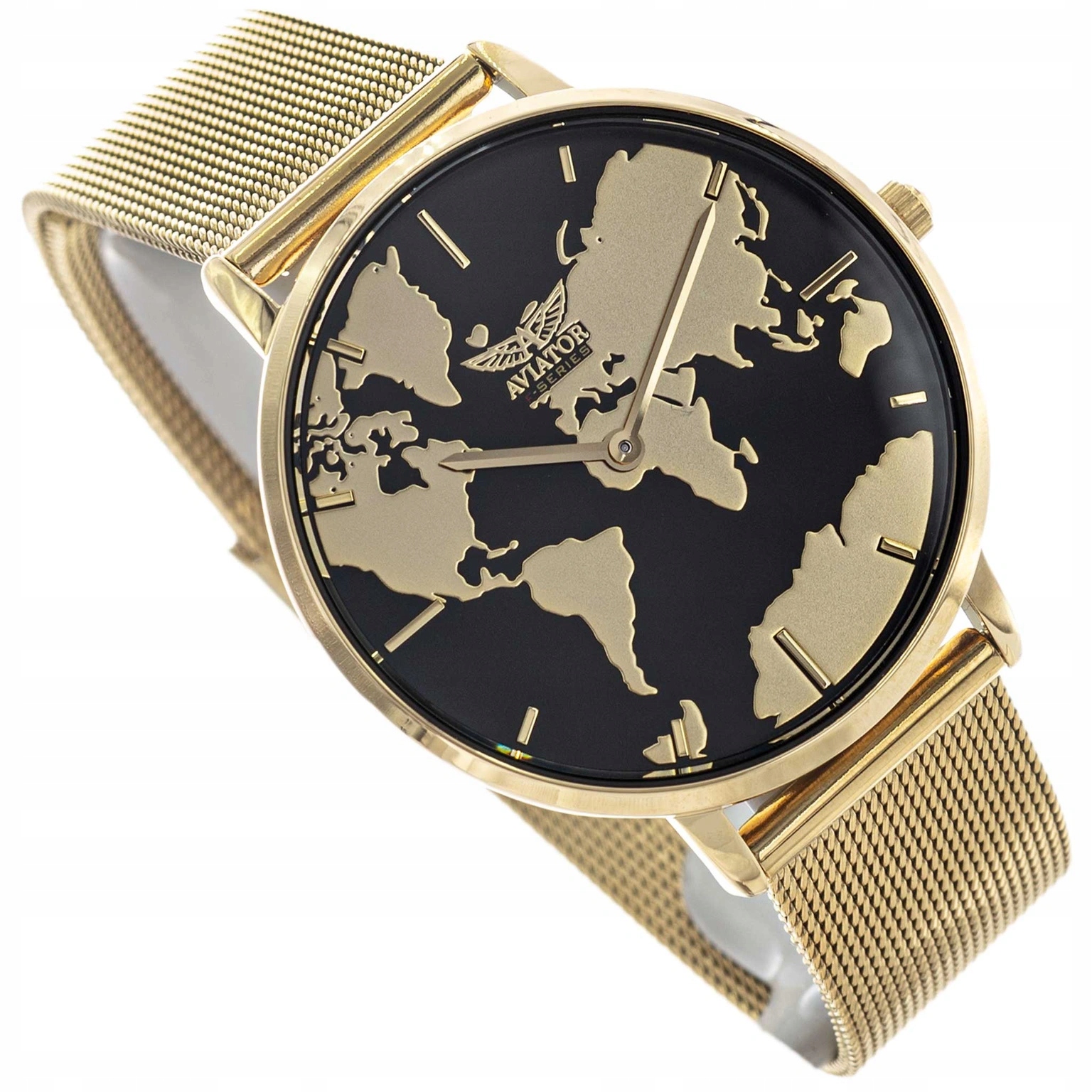 Dámské Hodinky Aviator AVAW9692SET Zlatá Mapa Světa Náramek