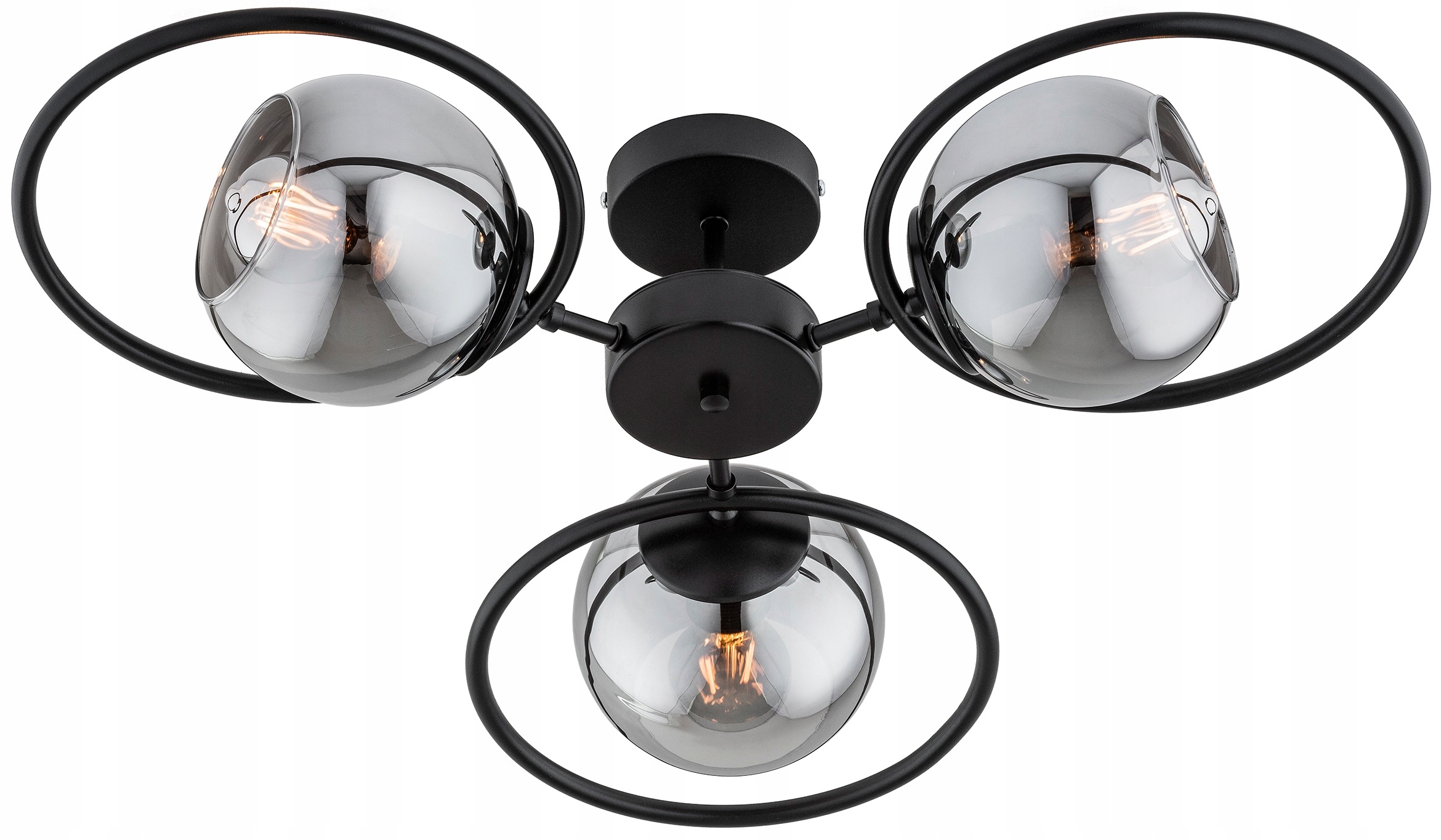 Lampa Wisząca Sufitowa Obręcz Ring Szklana Kula Grafit Saturn