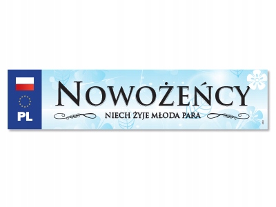 

Nakładka ślubna na tablicę rejestracyjną Nowożeńcy
