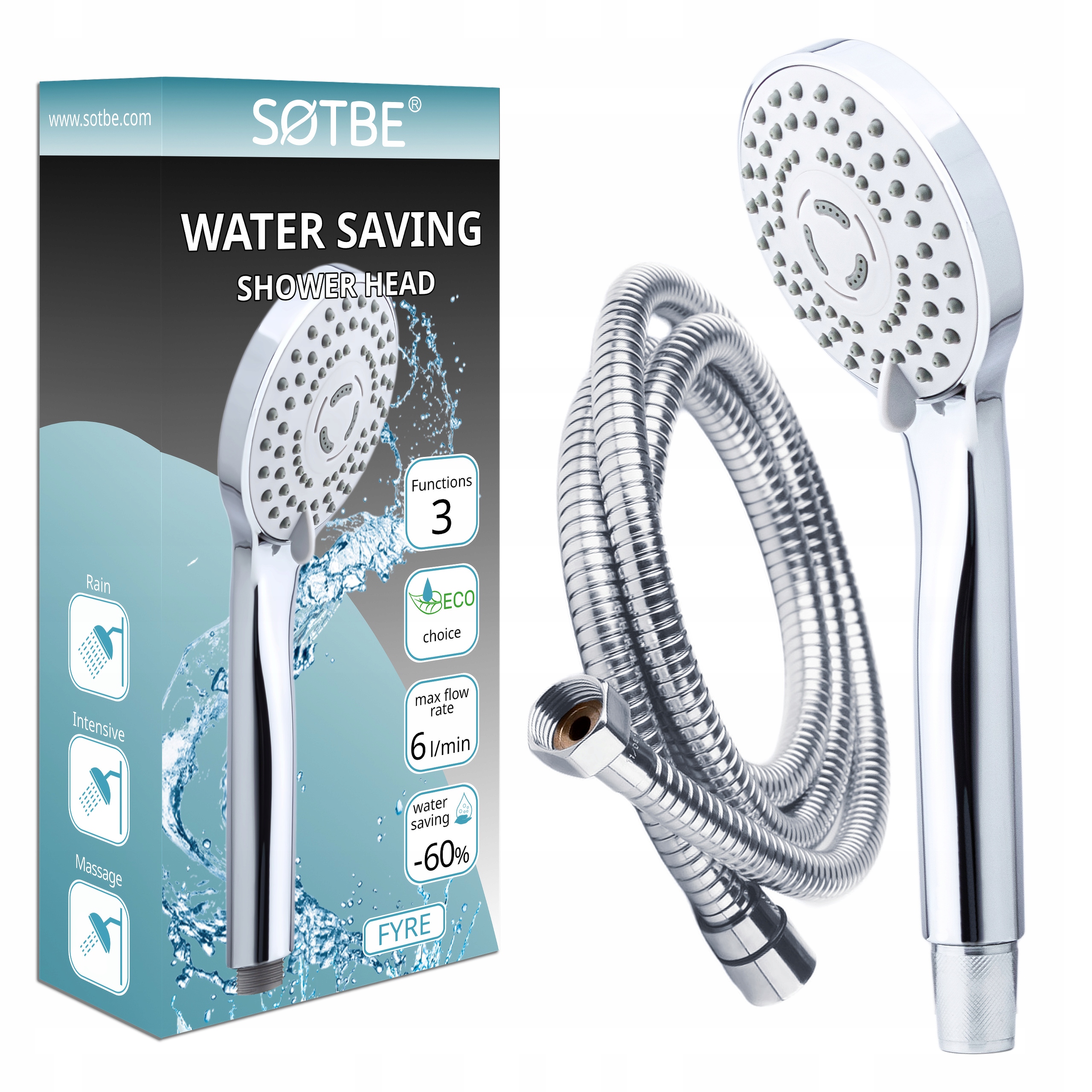 Sada eco do kabiny sprchová hlavice 3 režimy hadice 150 cm komplet Sotbe
