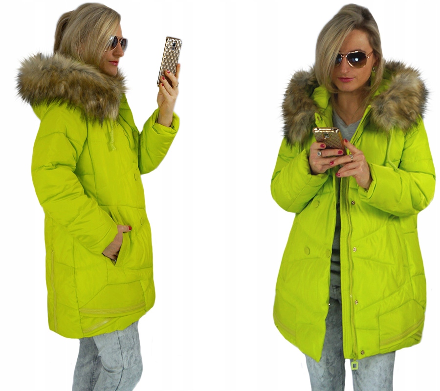 Asymetrická Teplá Dámská Zimní Parka Bunda S Kapucí S 36