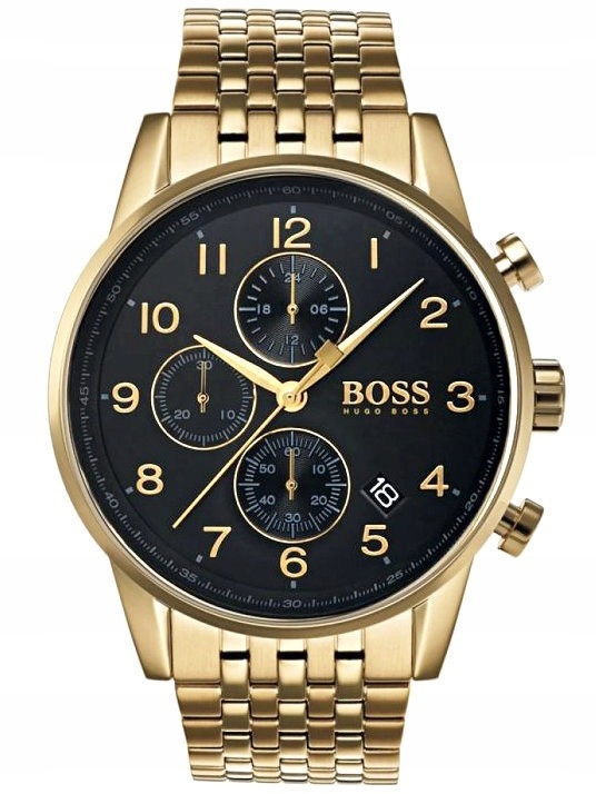 Zegarek Męski Hugo Boss 1513531 Navigator Złoty Chronograf Czarna Tarcza