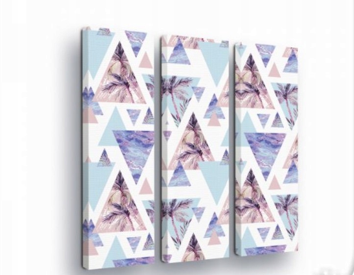 Obraz 90x100 Abstrakce geometrie pastely akvarel listy palma moderní