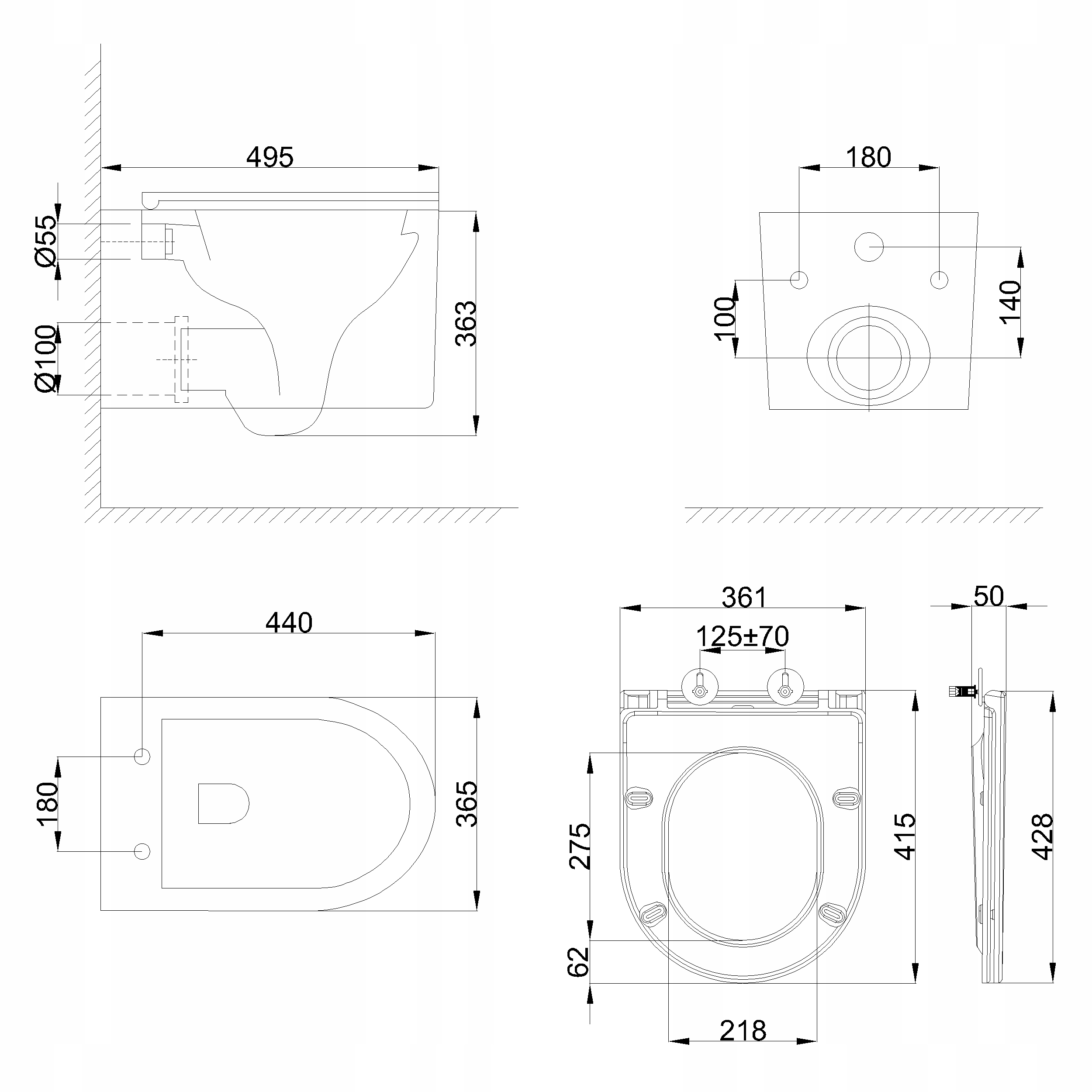 MISKA WC PODWIESZANA GLAMOUR RYFLOWANA INVENA CE- 92-001 Marka Invena