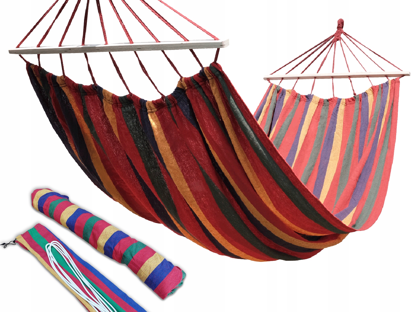 

Hamak 2 Osobowy 270x150cm z Długą Poprzeczką 80cm