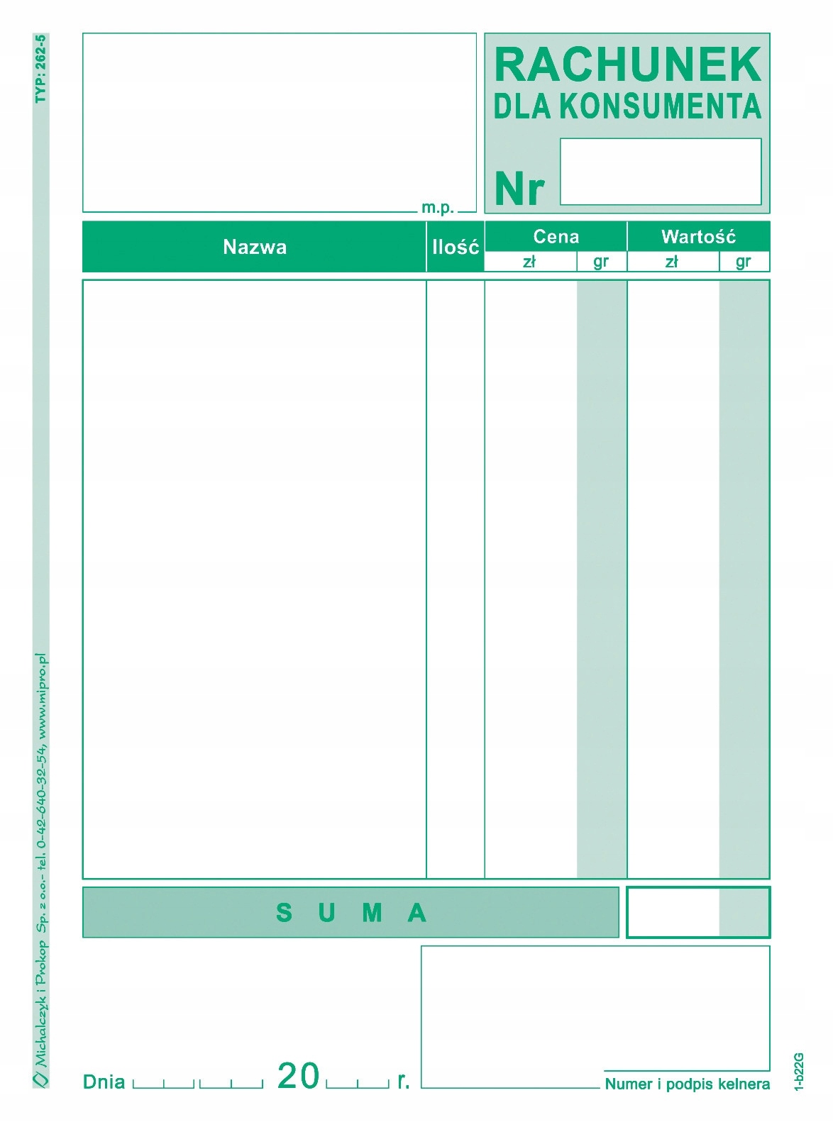 RACHUNEK DLA KONSUMENTA A6 262-5 WIELOKOPIA