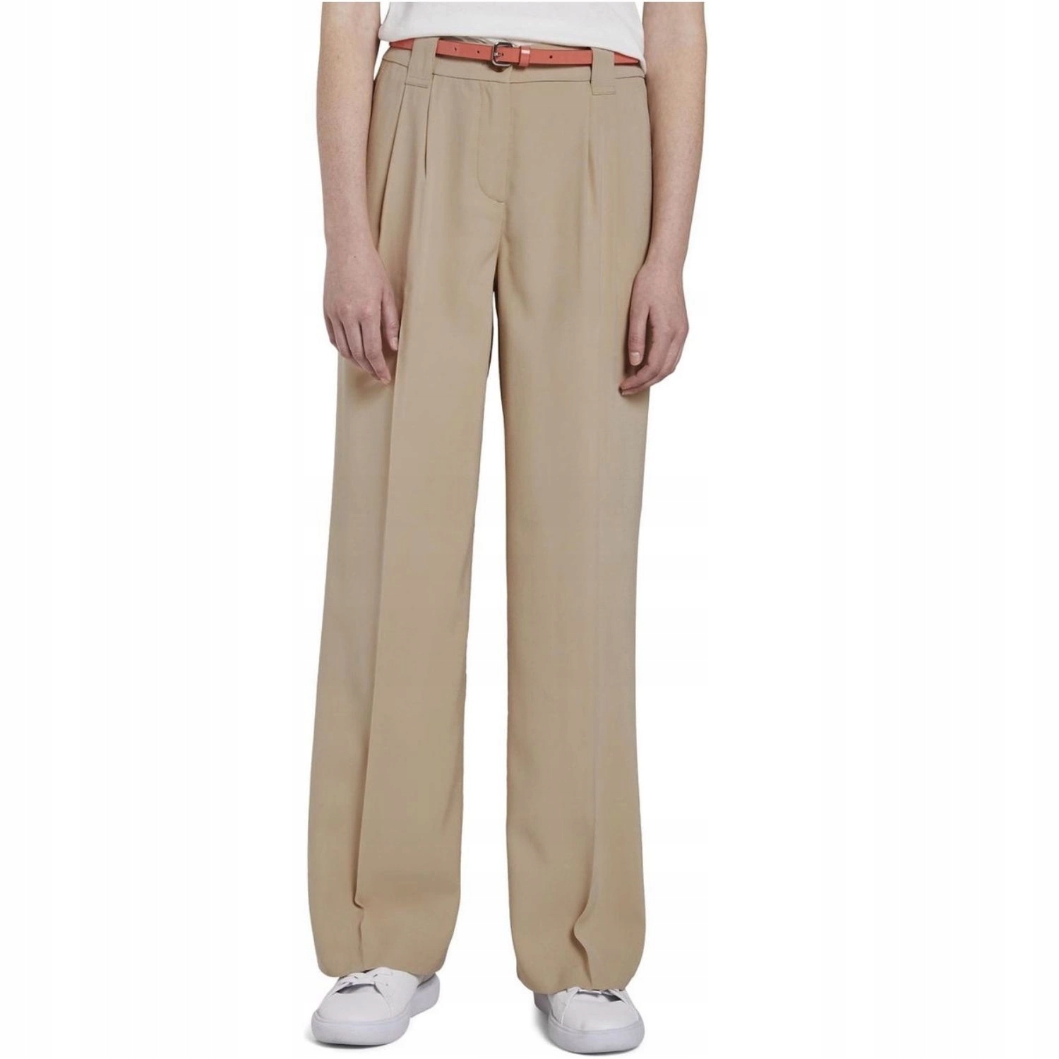 Dámské kalhoty Tom Tailor béžové, látkové, elegantní, v barvě vel. W40 L32