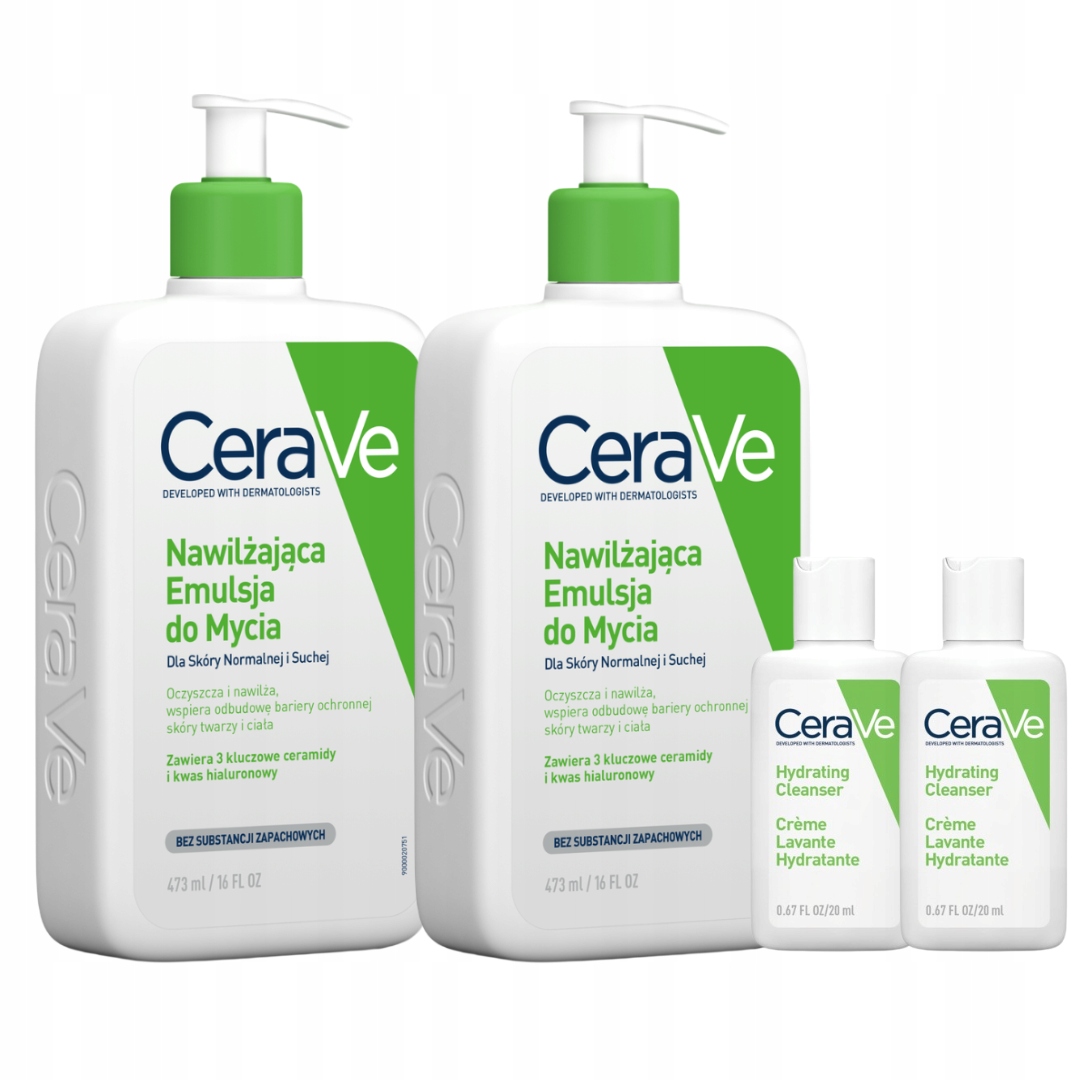 CeraVe Nawilżająca Emulsja do Mycia 473ml Dla Skóry Normalnej i Suchej x2