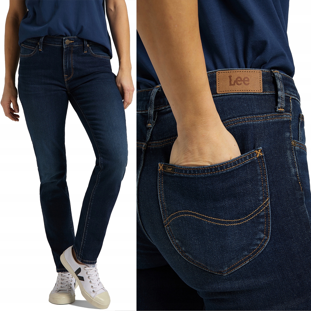 Lee Elly slim Dark Rook DžINS dámské přiléhavé džínové kalhoty W27 L31