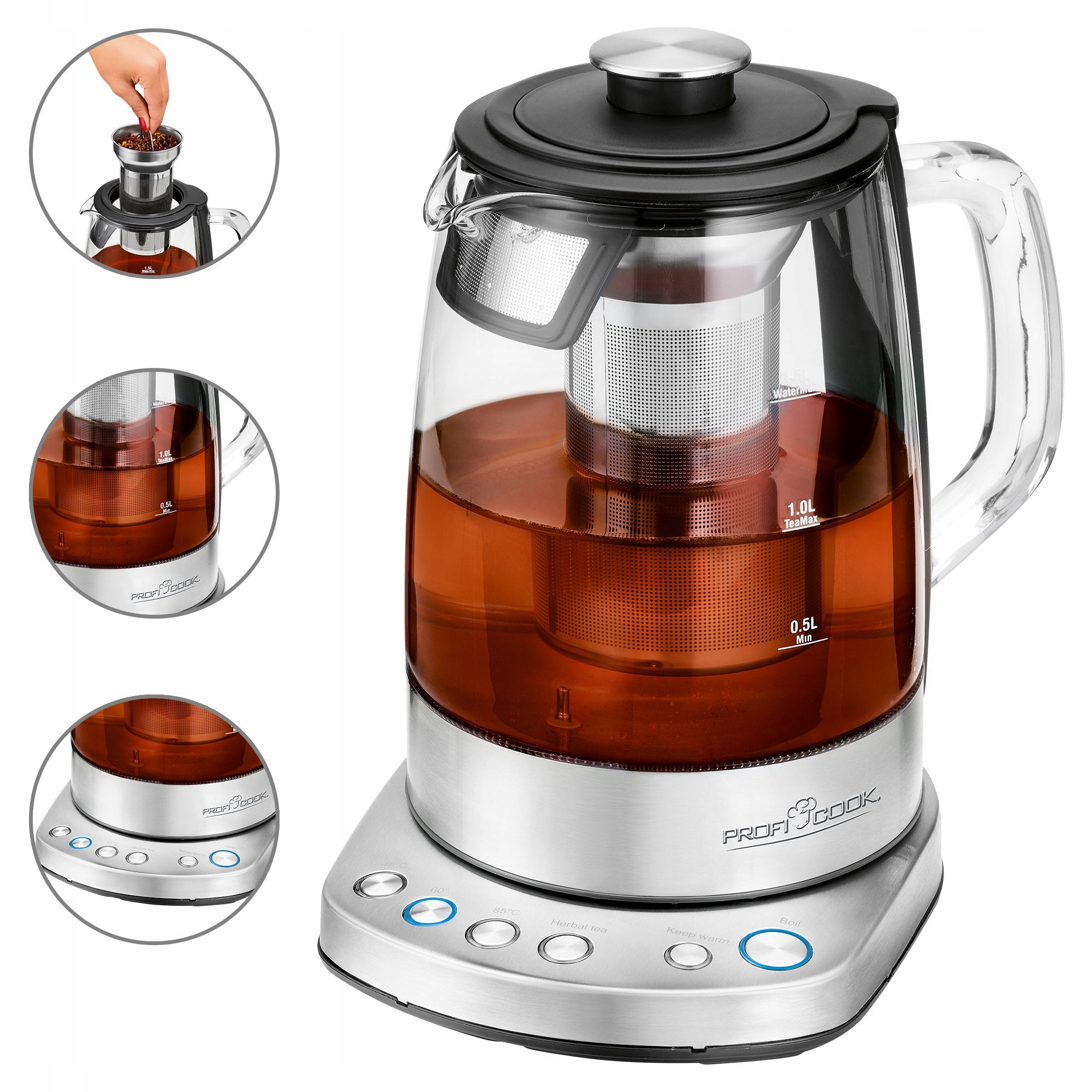 Rýchlovarná kanvica Profi Cook Pc-wks 1167 2200 W 1,5 l strieborná/sivá