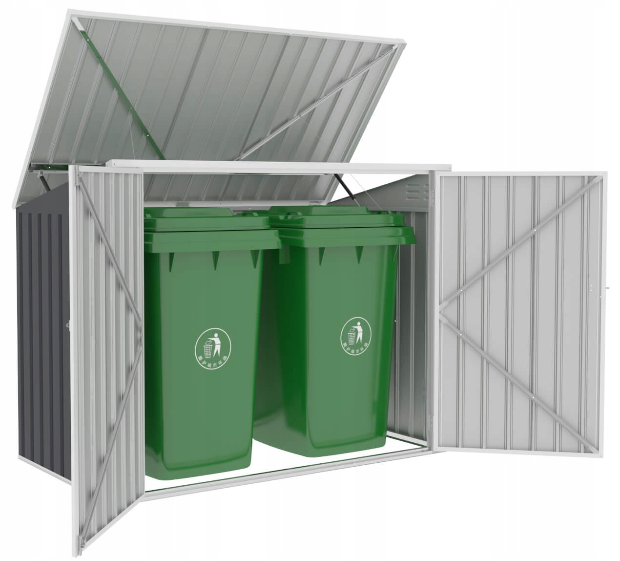 Levně Nástavba pro odpadkové koše Davis 173x101 cm Kovová otevírací vata Šedá