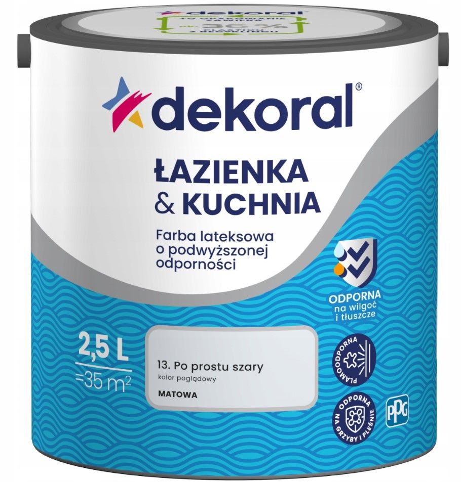 Barva omyvatelná Dekoral 2,5L Prostě Šedá Matná