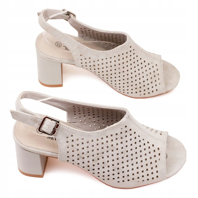 

Sandały ażurowe damskie na słupku szare wygodne