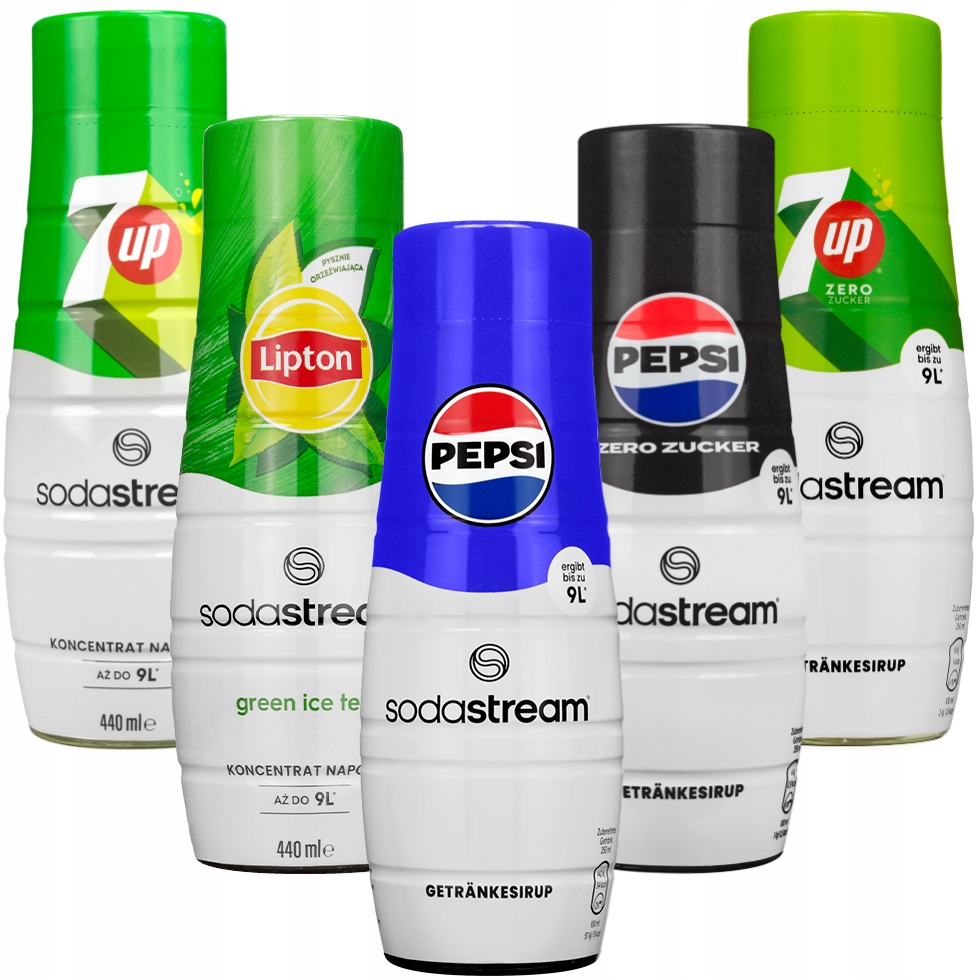 5x Syrop SodaStream Pepsi Pepsi Max Mirinda 7UP Lipton Green Tea