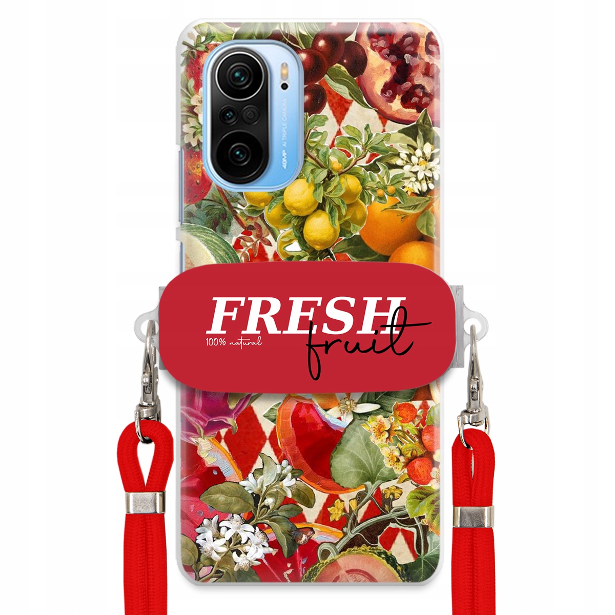 Puzdro pre Xiaomi Redmi K40 Červená Crossbody šnúra držiak Fresh Fruit