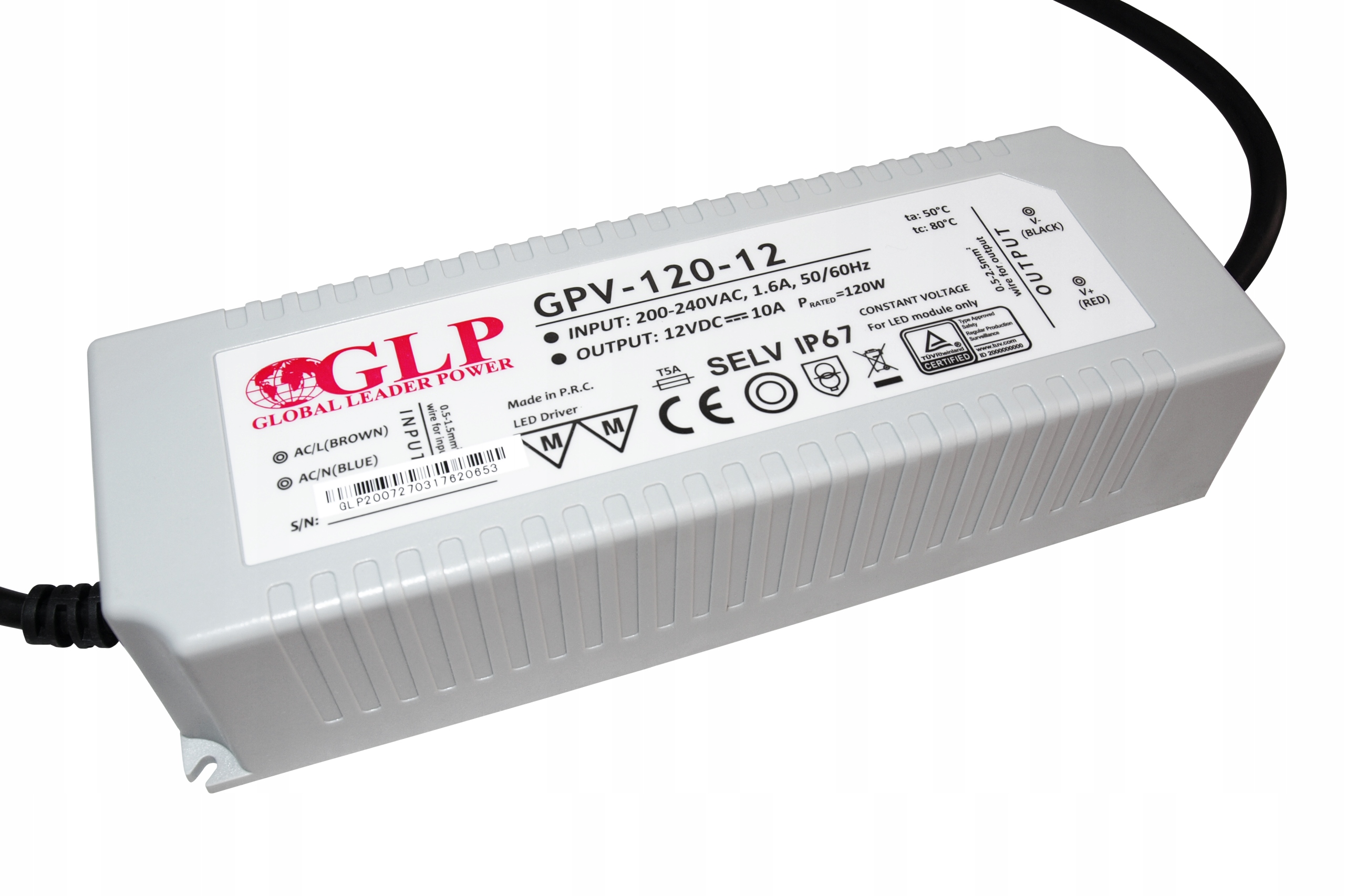 Zasilacz Glp do Led GPV-120-12 12V 10A 120W IP67