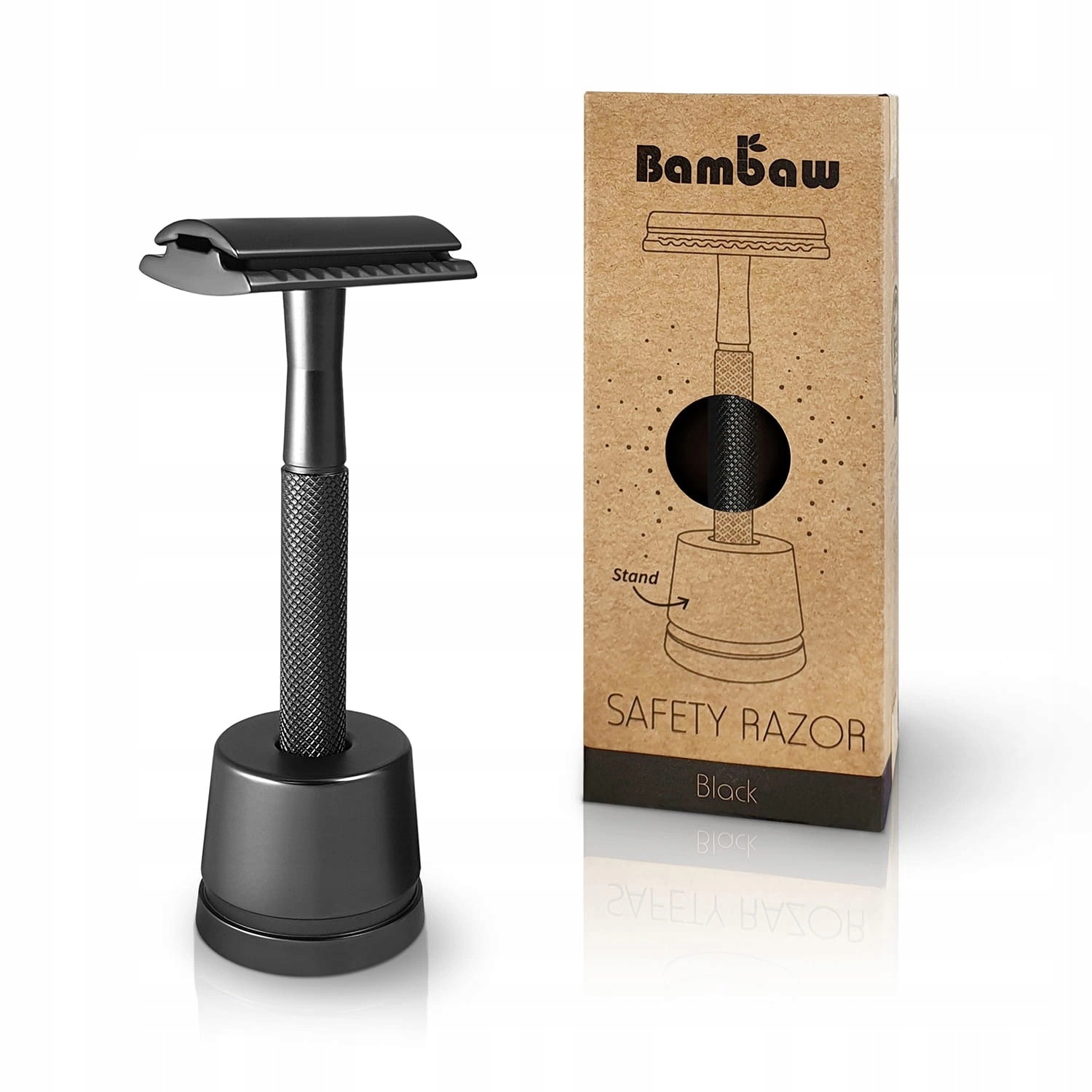 Bambaw Safety Razor – Holicí strojek na stojanu, černý