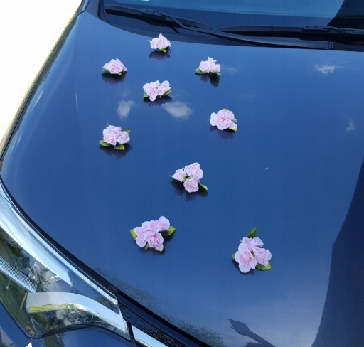 

Dekoracja samochodu ozdoby na auto do ślubu różowa