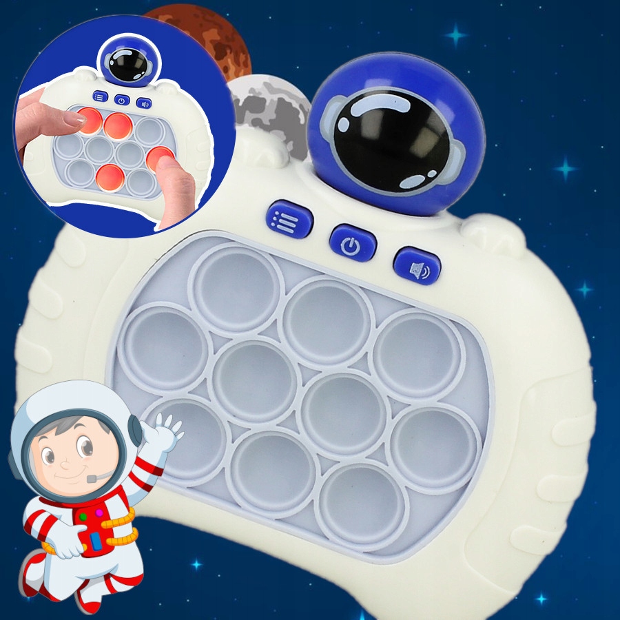 GRA ZRĘCZNOŚCIOWA POP IT POPIT ELEKTRYCZNA ANTYSTRESOWA LED DŹWIĘKI KOSMOS Wiek dziecka 3 lata +