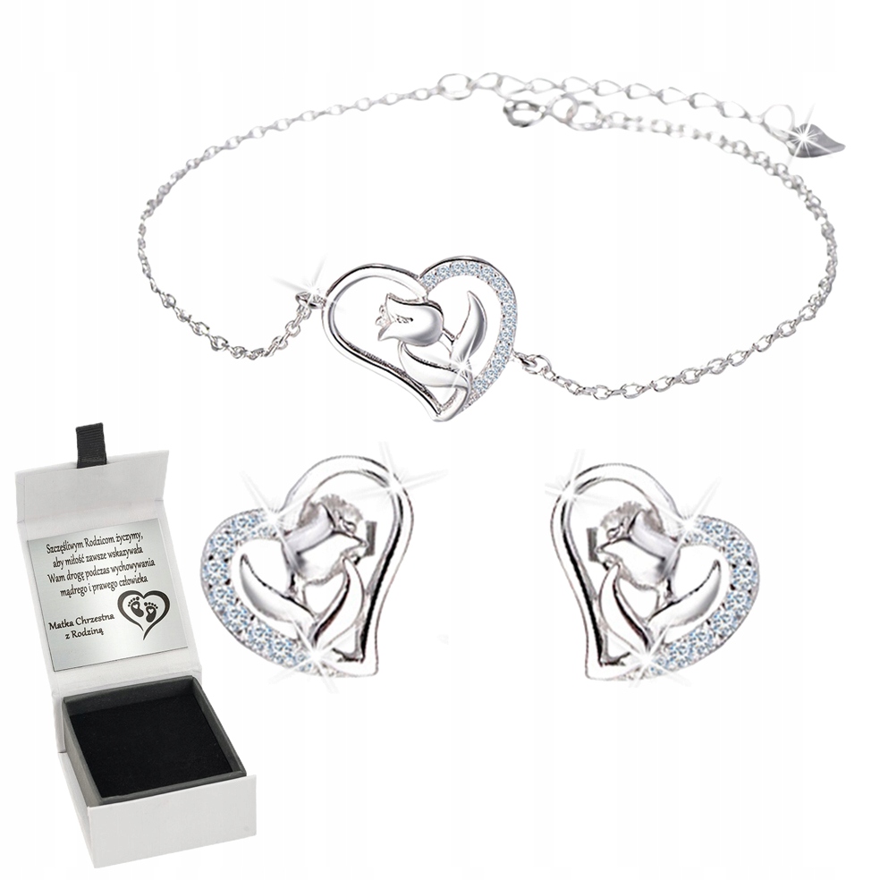 Sada stříbrných šperků srdce růže 925 gravírování dárek