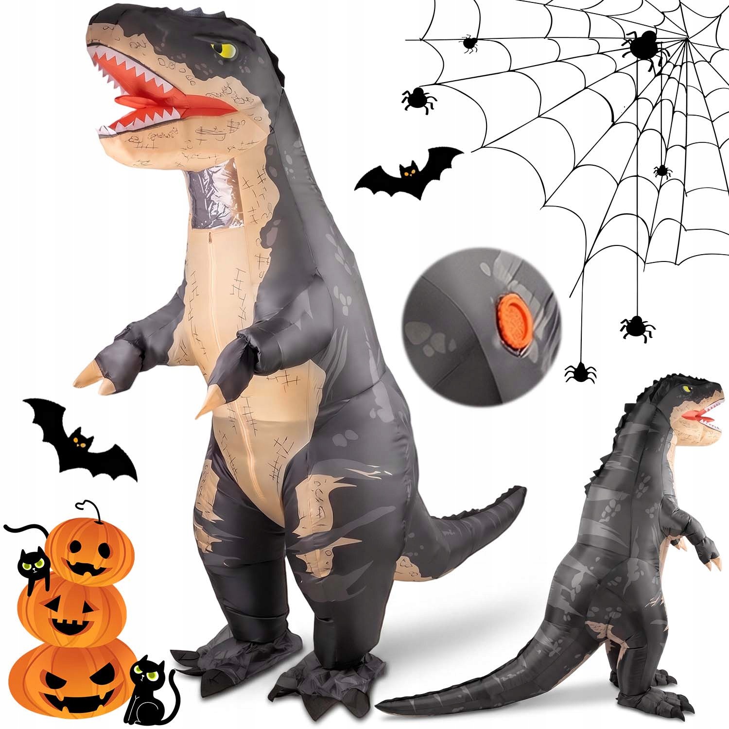 Festival Nafukovací Dinosaurus T-rex Převlek Kostým Halloween Velký XL