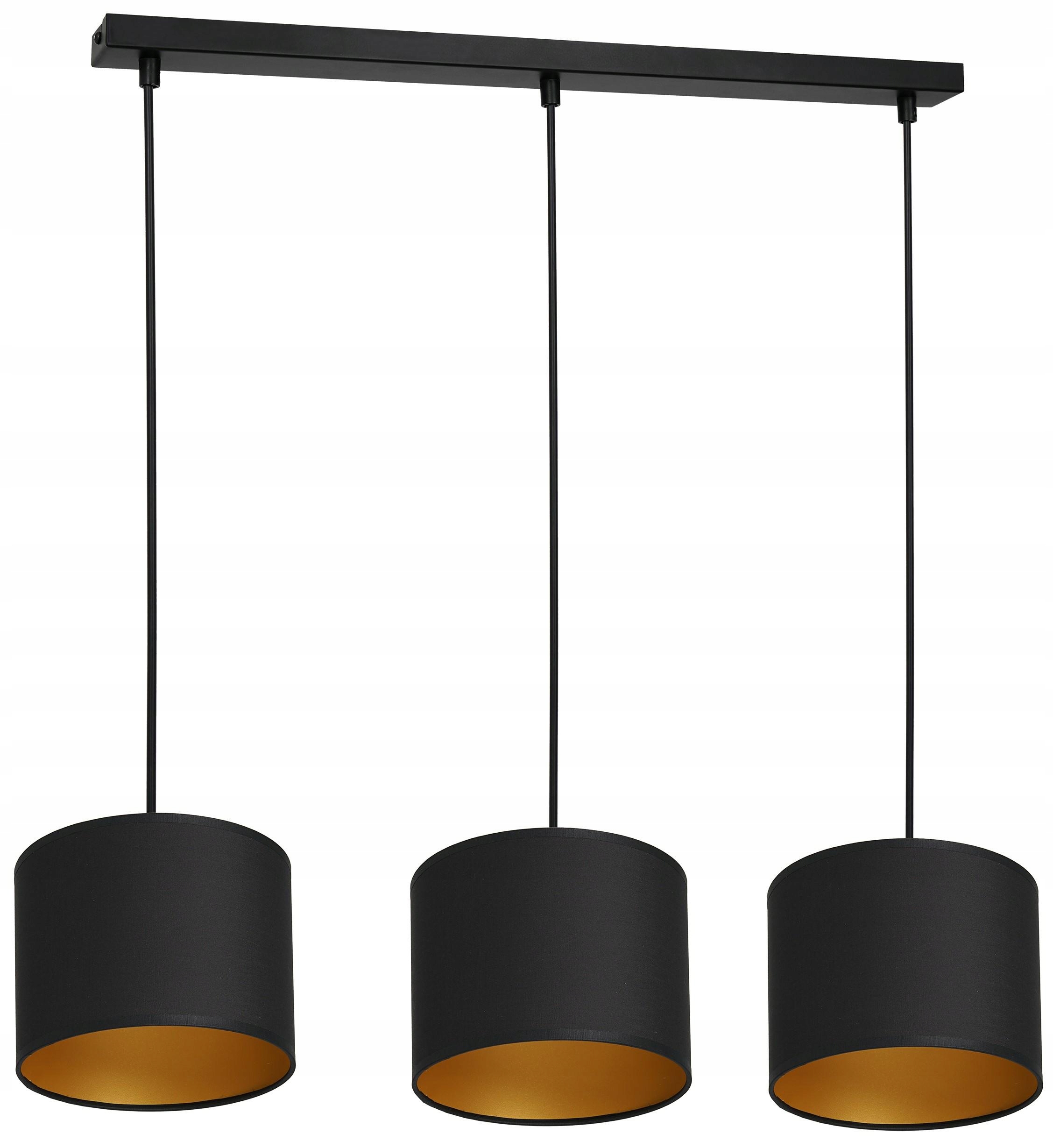 Moderná závesná stropná lampa Arden Čierno-zlatá Abažúrová 3xE27 nad stôl