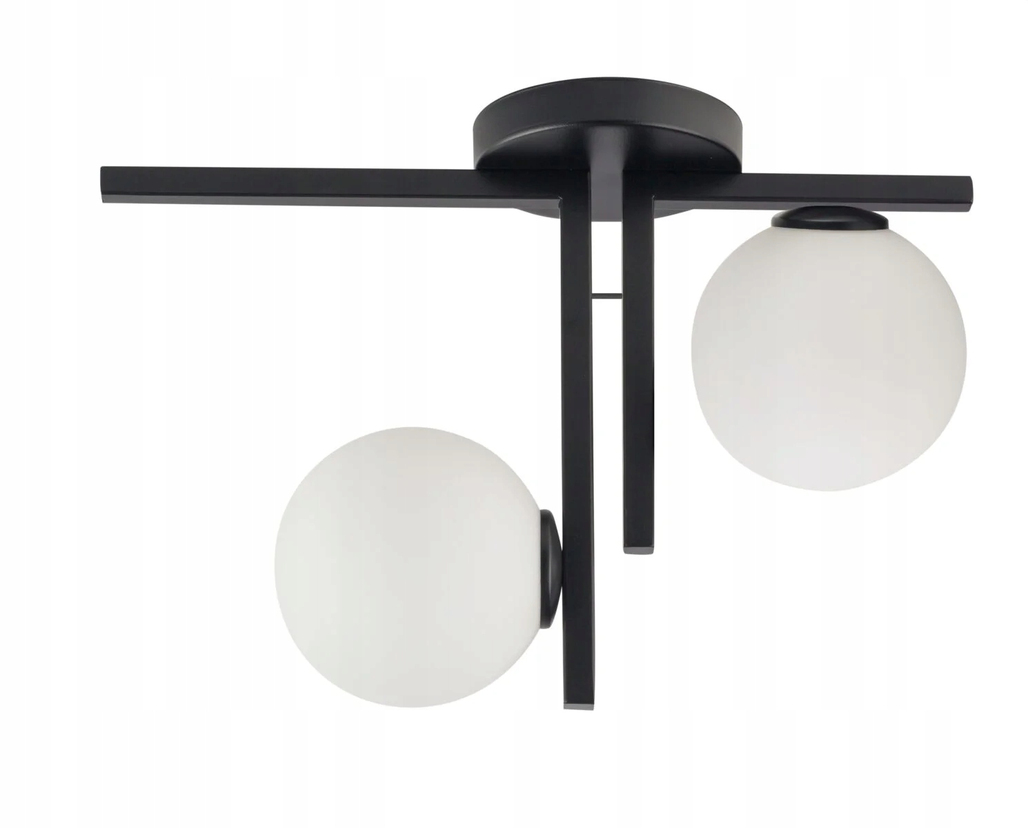 Čierna dekoratívna stropná lampa 2 sklenené biele gule do spálne Sigma
