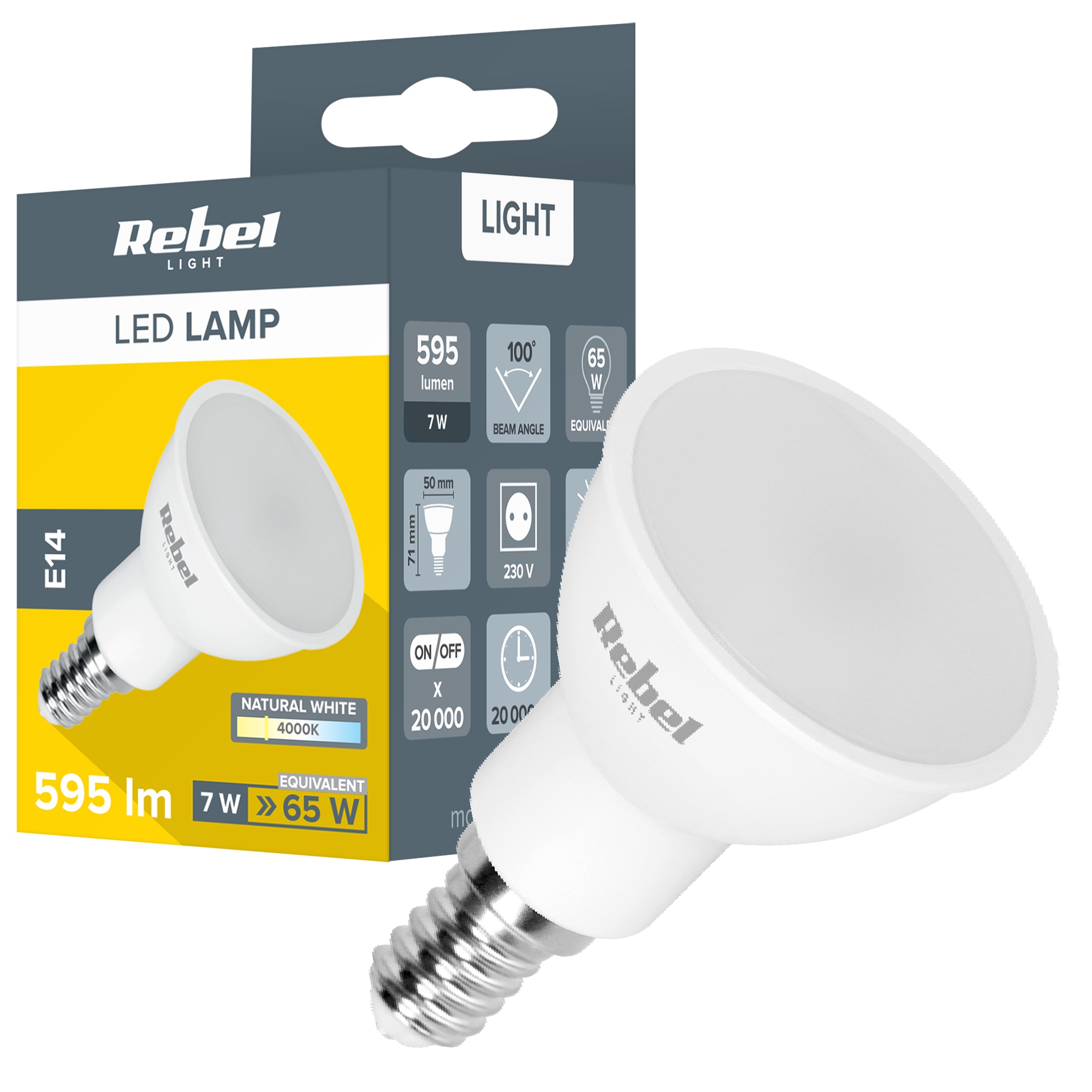 

Żarówka lampa Led 7W E14 595lm 4000K Rebel
