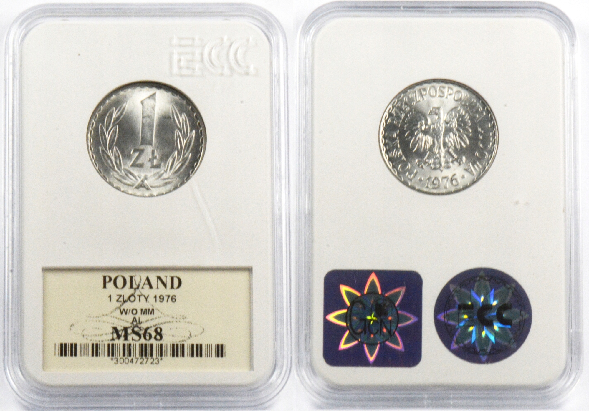 JO. 1 ZŁOTY 1976 BZM ALUMINIUM MS68 9.04