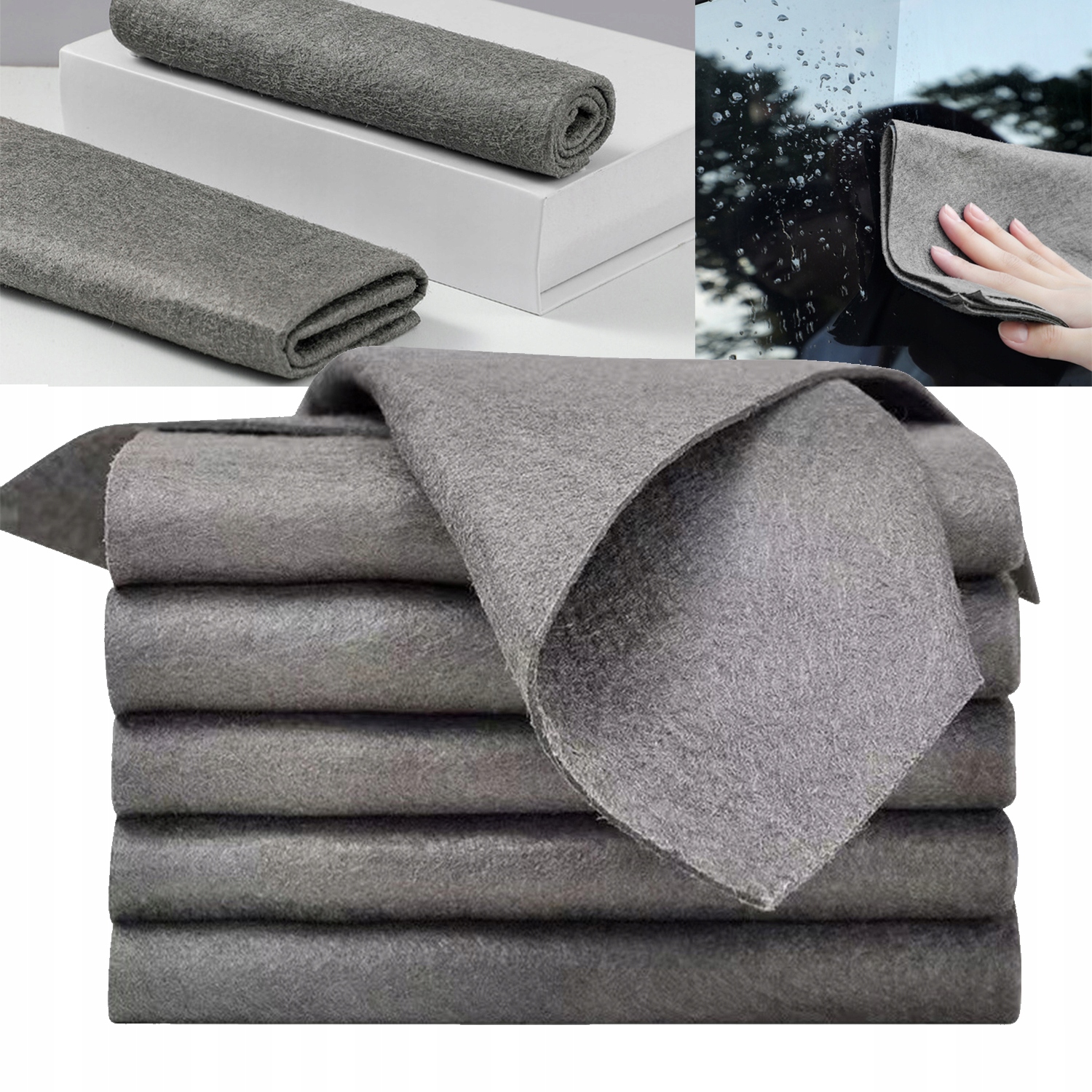 Levně Sada hadříků (5 kusů) absorpční mikrovlákno, kouzelné utěrky 30x40 cm, zesílené, šedé