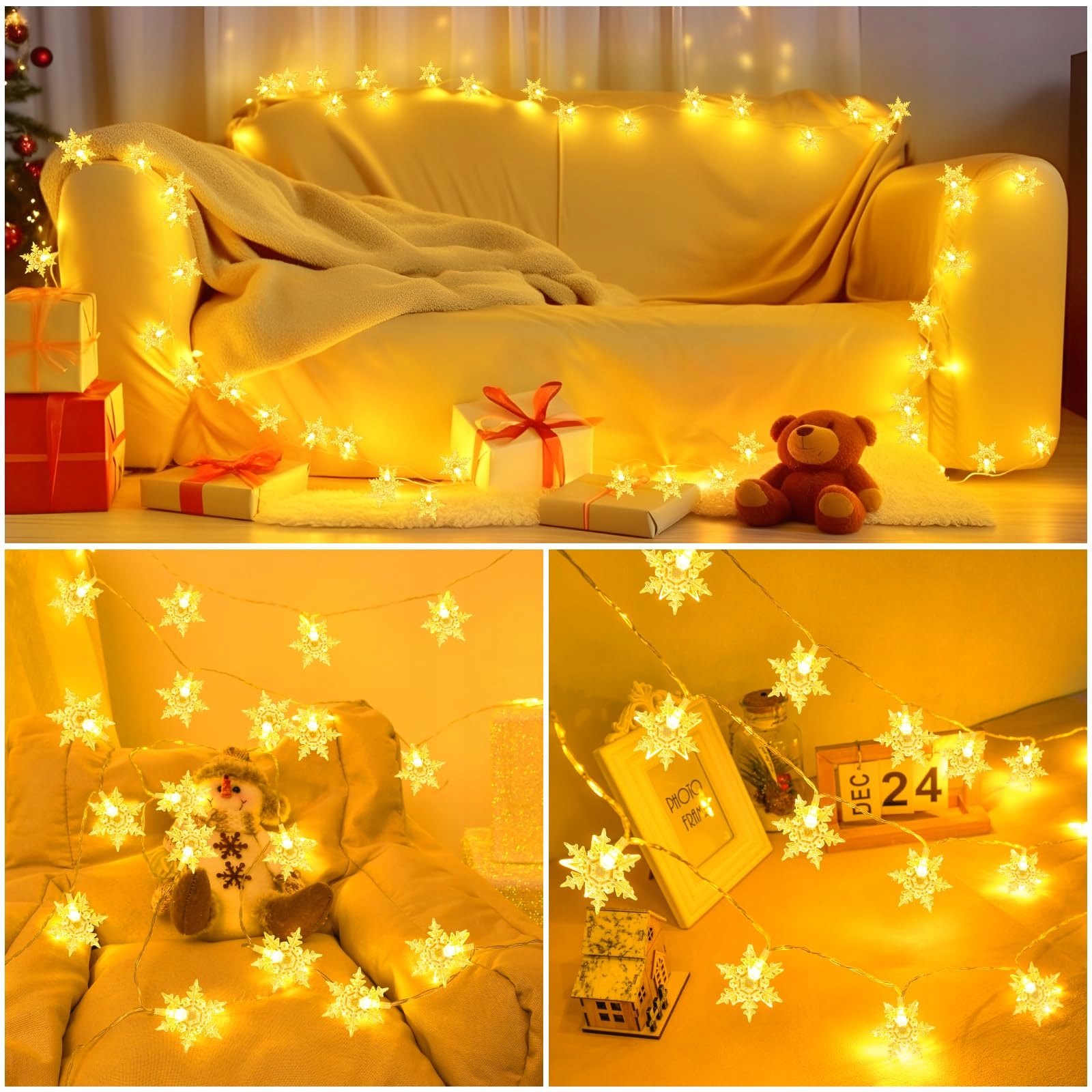 ISISYU LAMPKI GWIAZDKI GIRLANDA ŚWIĄTECZNA NA BATERIE WODOODPORNE 40LED 6M — miniatura 7