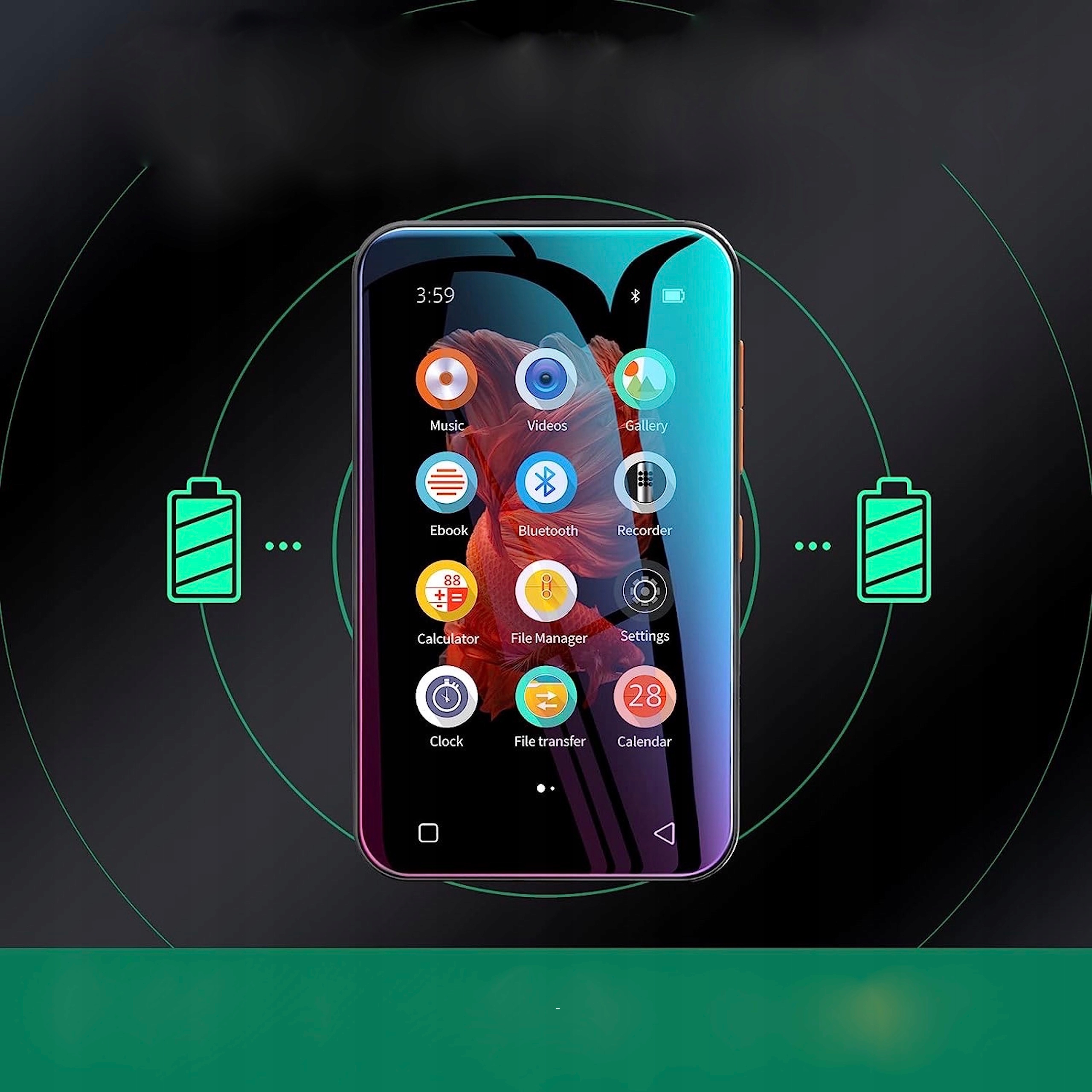 Odtwarzacz MP3 MP4 dotykowy Video Bluetooth WIFI HiFi+ słuchawki KARTA 64GB Wysokość produktu 8 cm