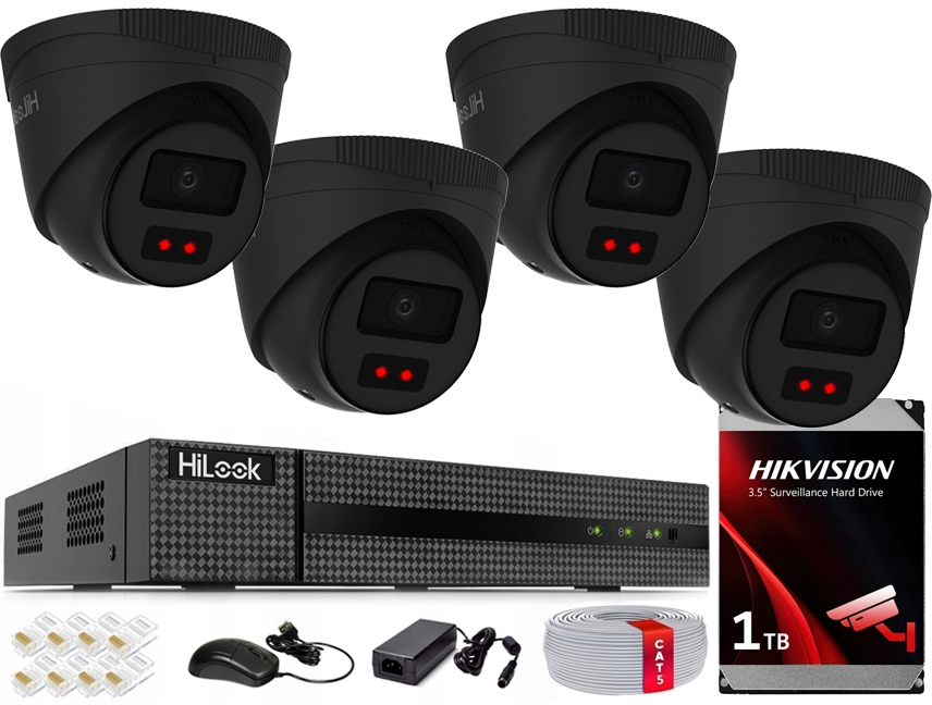 Sada Pro Monitorování 4 Kamer 4MPX Venkovní PoE Ip Hilook By Hikvision