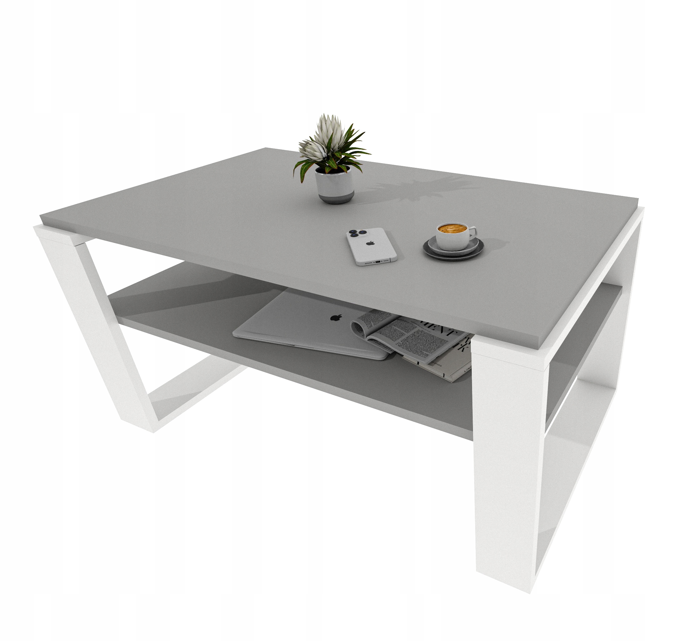 Konferenční stolek lavice stůl retro loft obývací pokoj pracovna šedá bílá šedá