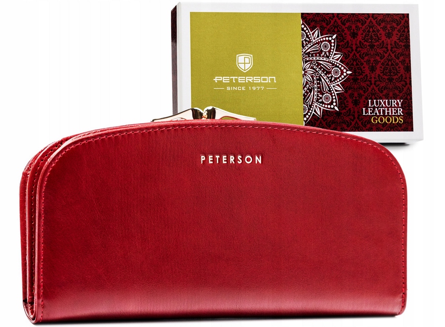 Velká dámská kožená peněženka s Rfid ochranou na patent, prostorná peněženka Peterson