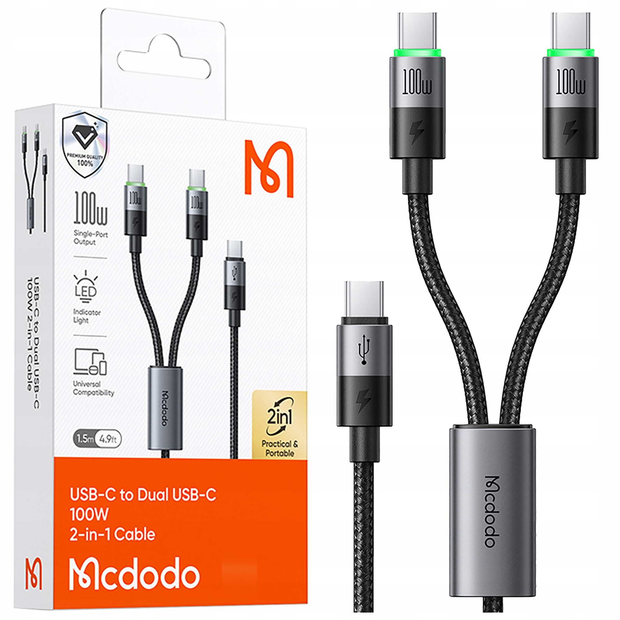 Kabel Usb-c McDodo 100W 2m z szybkim ładowaniem do iPhone i MacBooka