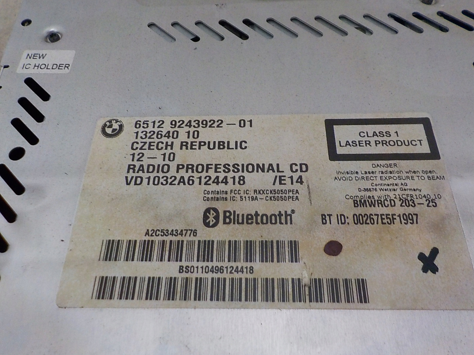 BMW E87 E90 RADIO Fabrique PROFESSIONAL BLUETOOTH 9243922