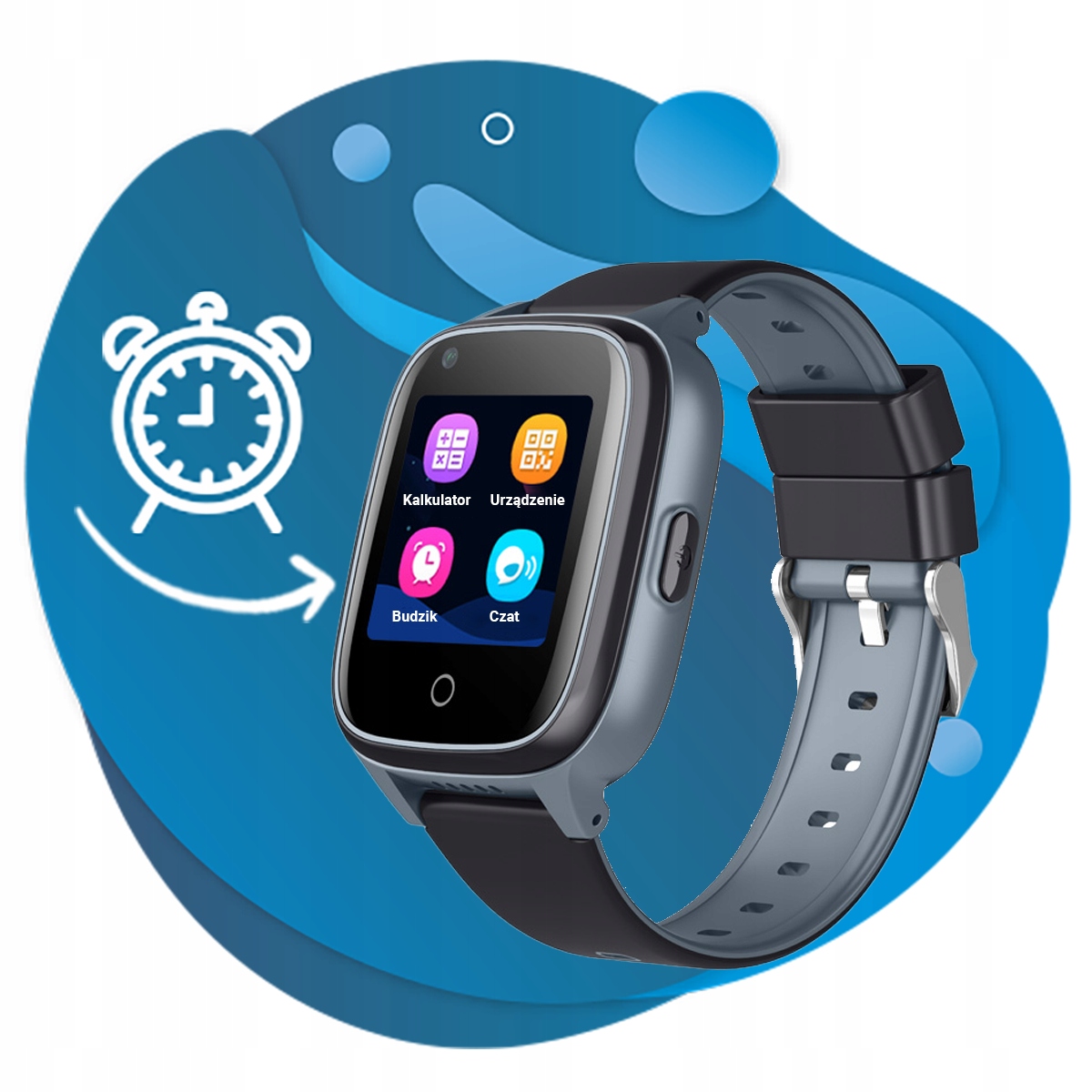 Smartwatch dla dziecka CALMEAN Child Watch Touch 2 GPS, GRY, WODOSZCZELNY Kolor czarny