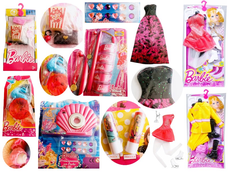 ZESTAW AKCESORIÓW BARBIE POMADKI STRÓJ SUKIENKA