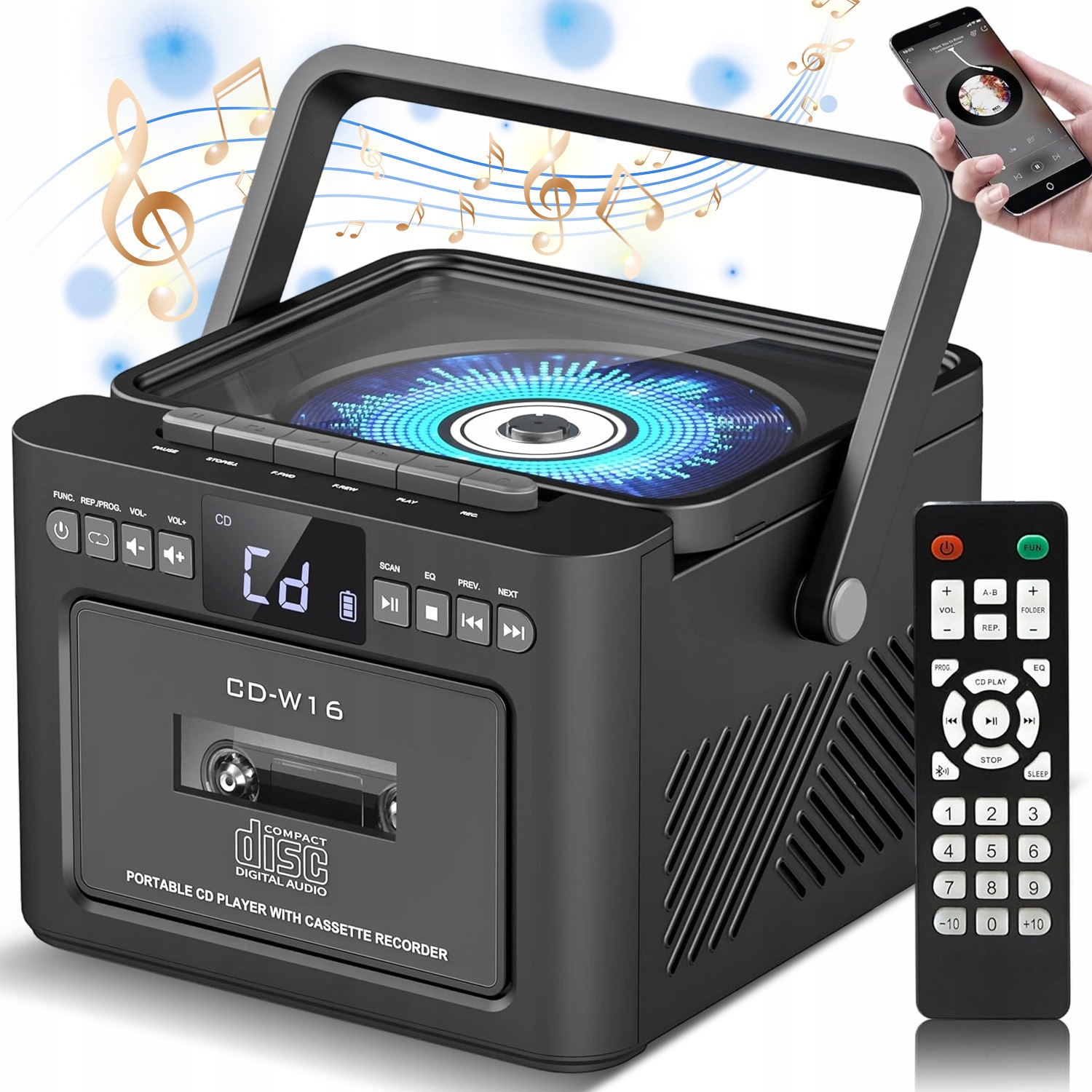 Bluetooth CD Prehrávač 5.0 Rádio Fm Discman MP3 Aux Reproduktory Pomocou Diaľkového Ovládača