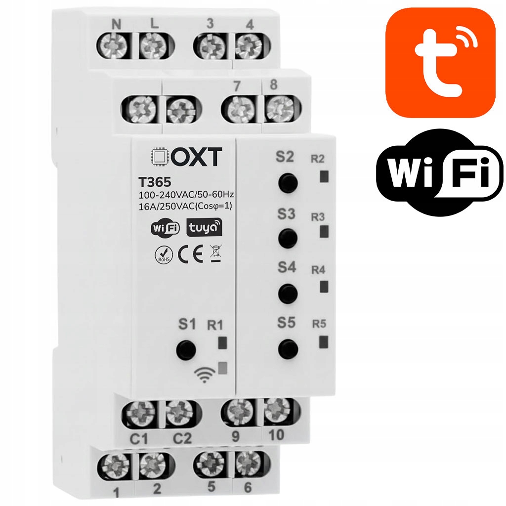 Inteligentny Sterownik Przekaźnik 5 Kanałów WiFi Tuya Smart Life Oxt