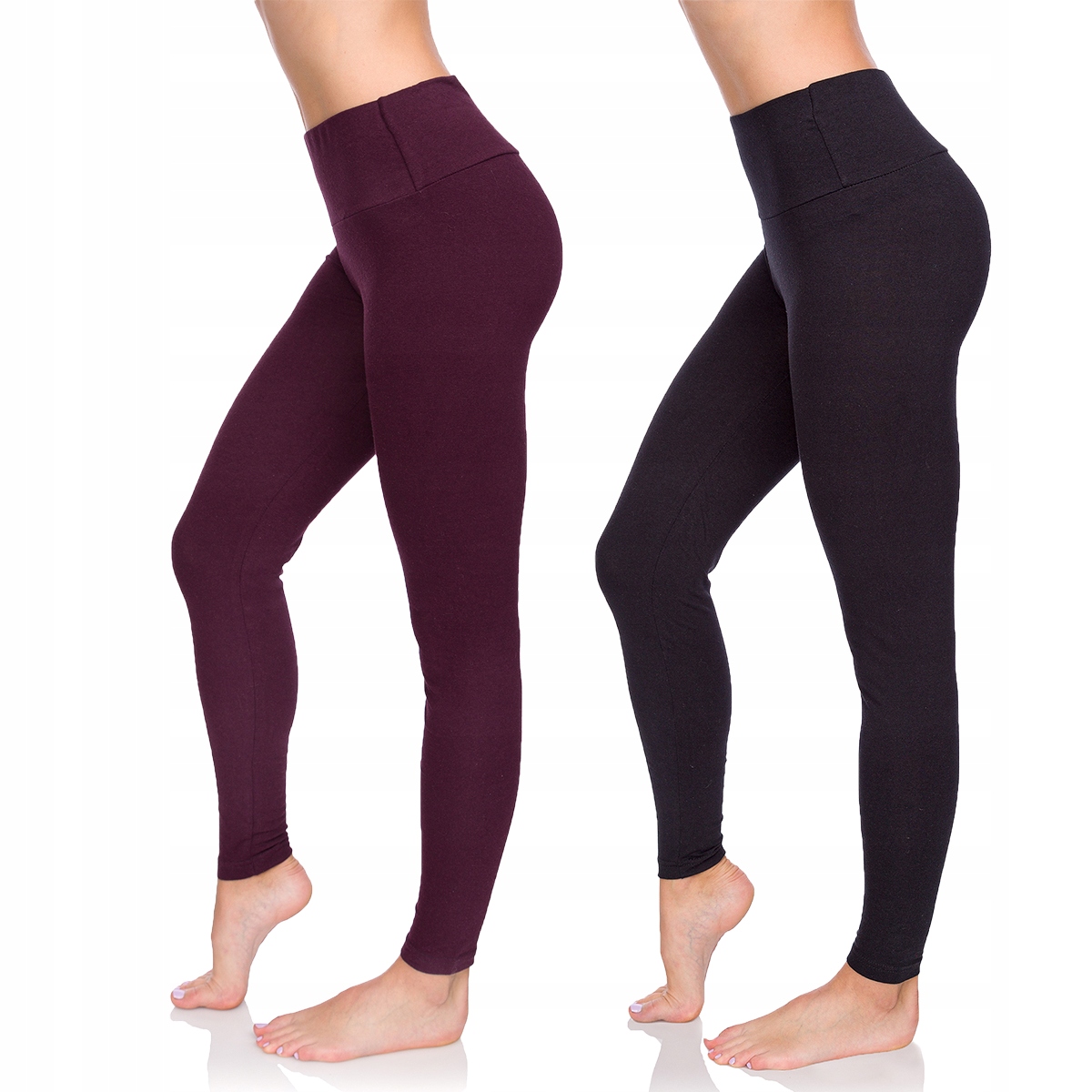 

2X Getry Wysoki Stan Bawełniane Legginsy Panel Lwp