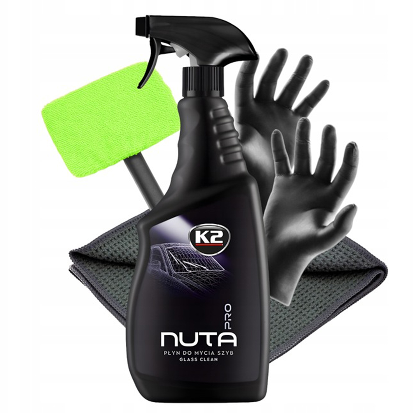 K2 Nuta Pro Płyn Do Mycia Szyb Okien Mikrofibra Waflowa Myjka Z Mikrofibrą