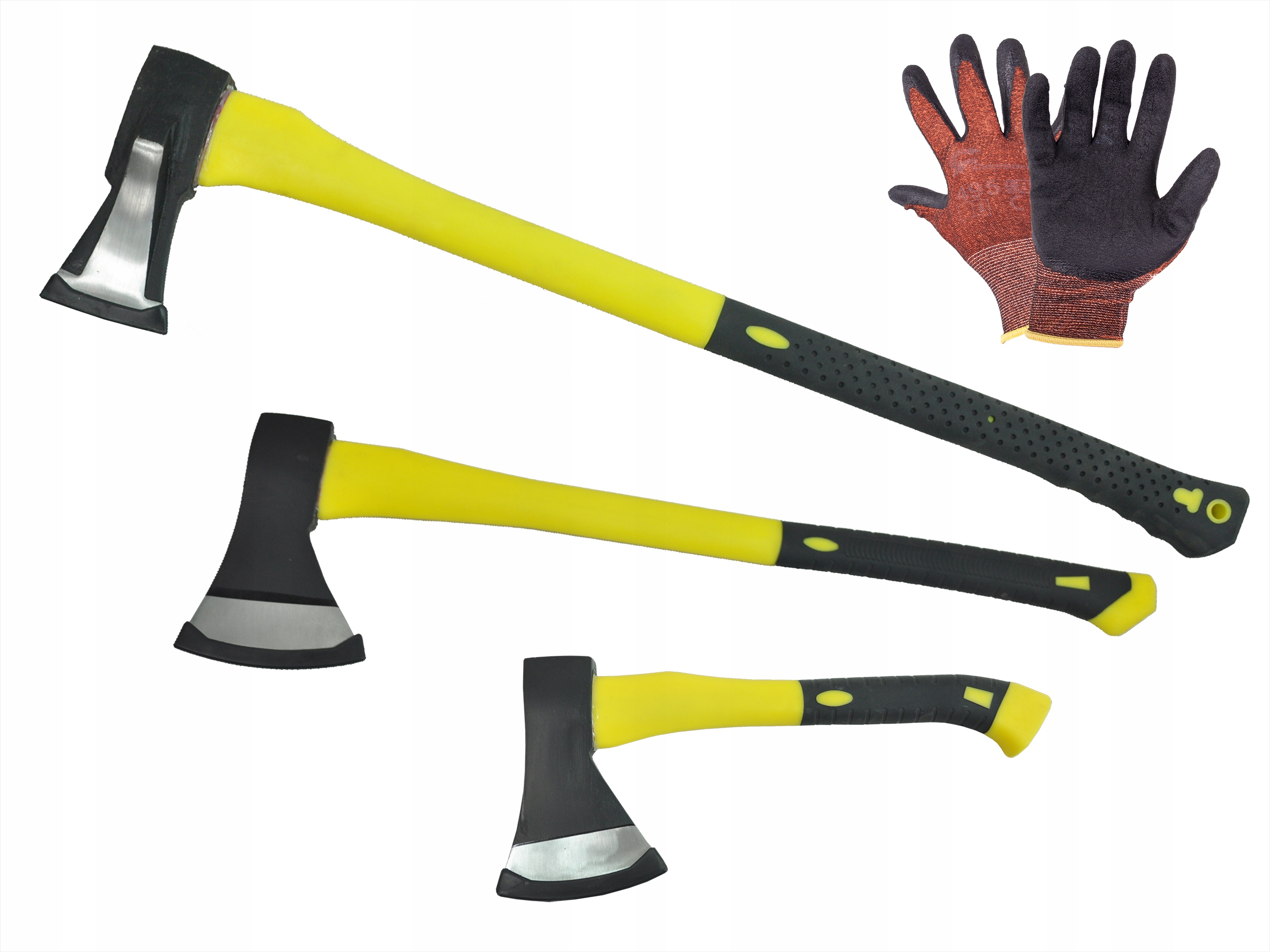 

3 siekiery: z klinem 2 kg+ 1 kg +0,6 kg + rękawice