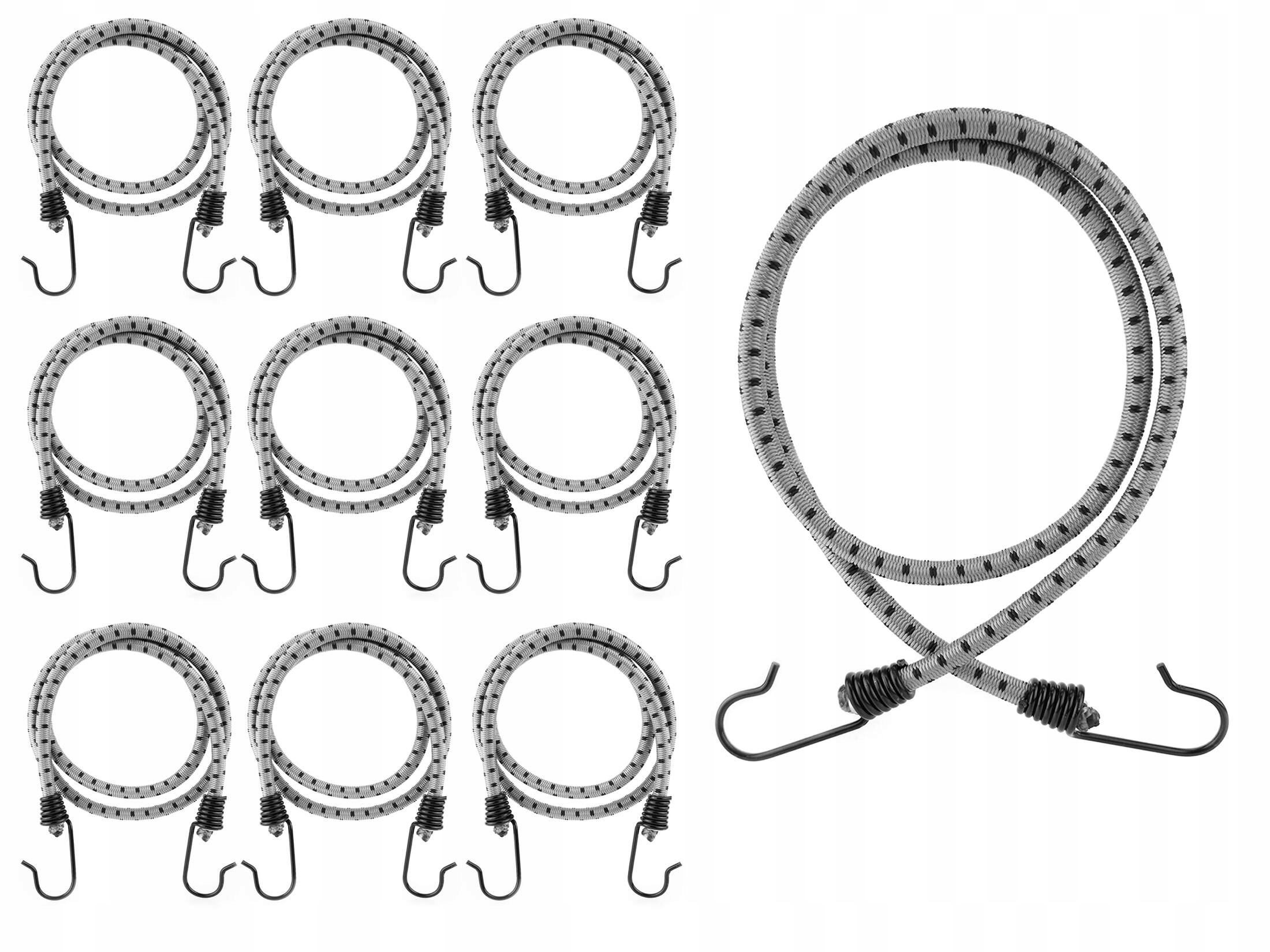 Sada upevňovacích gum s háčky pro expandér 8 mm pro zavazadla 10 ks 100 cm